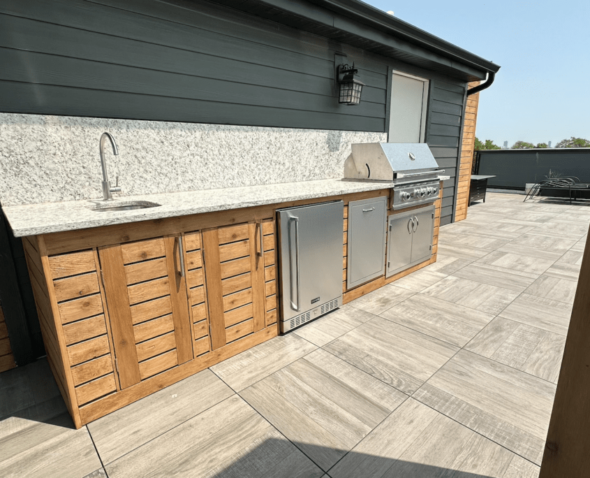 jlv roof deck built in grill and fridge chicago il