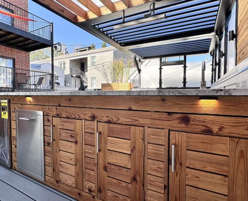 Rooftop Kitchen Refrigeration Storage Louvered Pergola Heating
